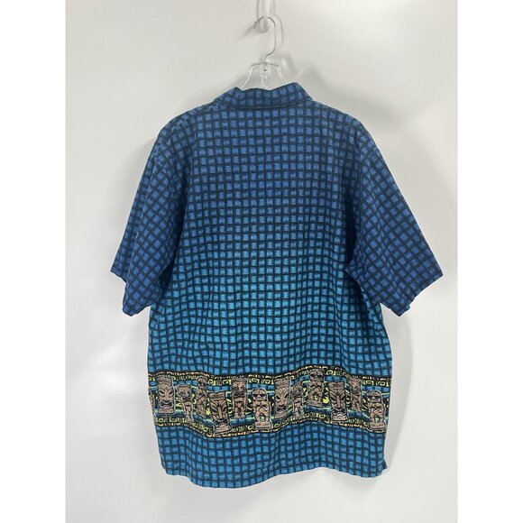 Vtg No Boundaries Casual Mens Button Down Short Sleeve Tiki Tropical Shirt Sz XL - Picture 5 of 5
